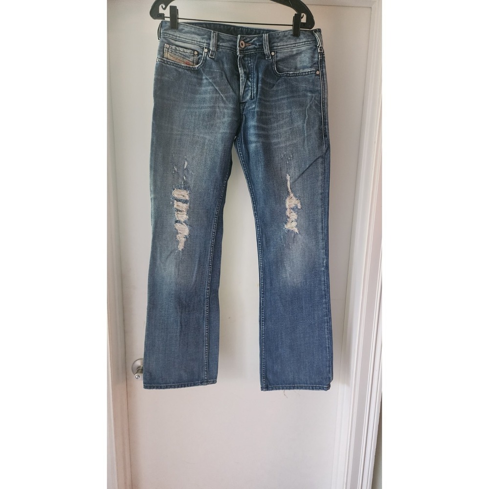 Diesel Zatiny Jeans Mens 31/31 Blue Bootcut Made in Italy Distressed Wash  A12